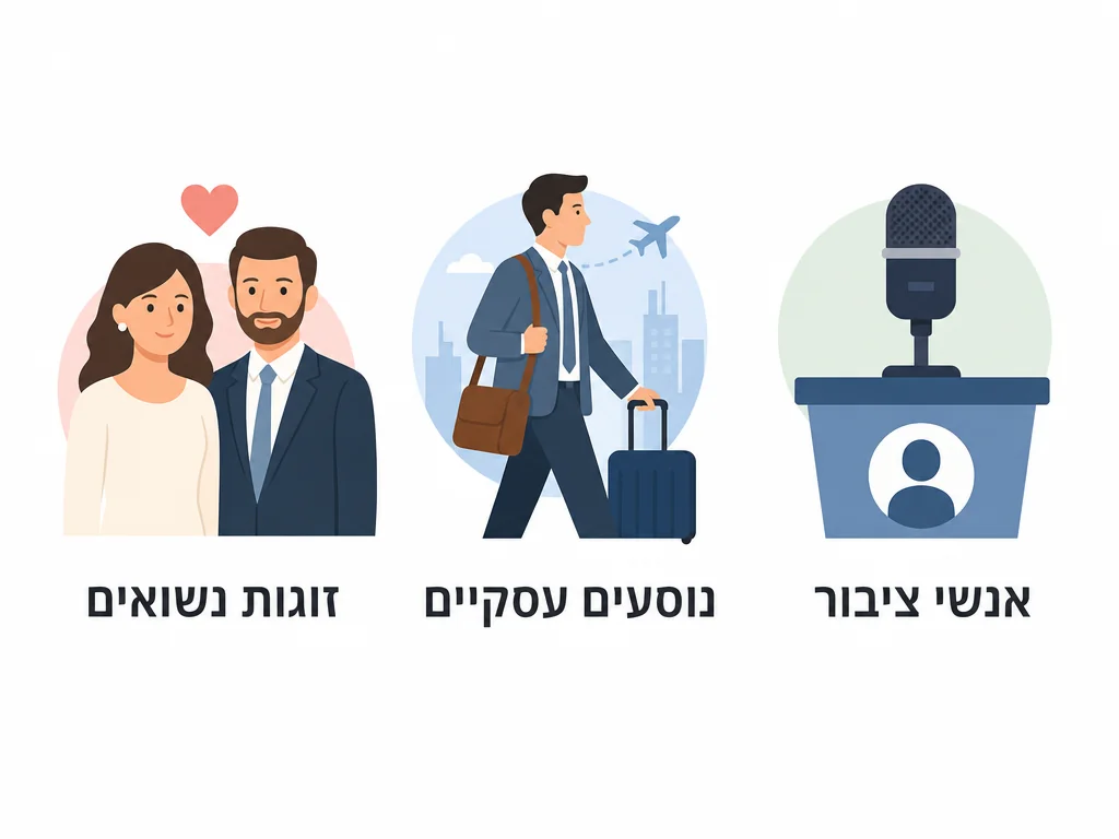 אינפוגרפיקה שלושה קהלי יעד לאירוח דיסקרטי לפי שעה