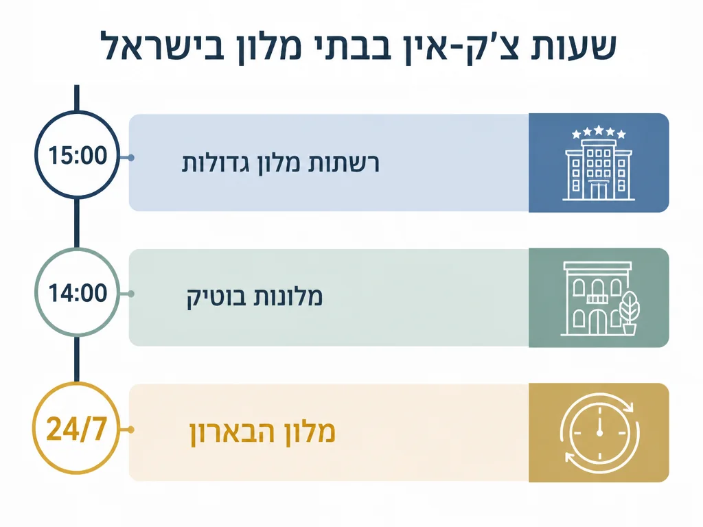 השוואת שעות צ׳ק אין במלונות ישראל: רשתות גדולות 15:00, בוטיק 14:00, מלון הברון 24 שעות