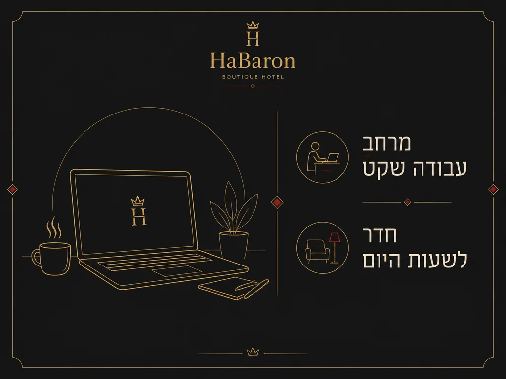 אינפוגרפיקה של נסיעות עסקים ועבודה מרחוק במלון