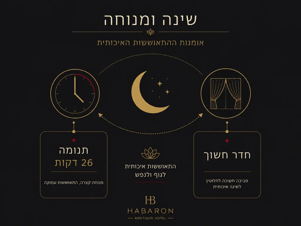אינפוגרפיקה של שינה מנוחה והשפעת החושך על איכות השינה