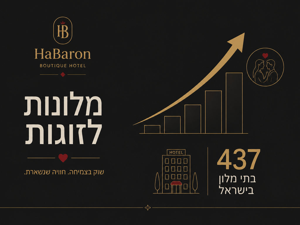 אינפוגרפיקה של שוק המלונאות והאירוח הזוגי בישראל