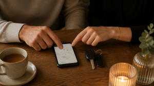 זוג מתכנן שהייה קצרה בראשון לציון בנושא שקעי USB וטעינה מהירה